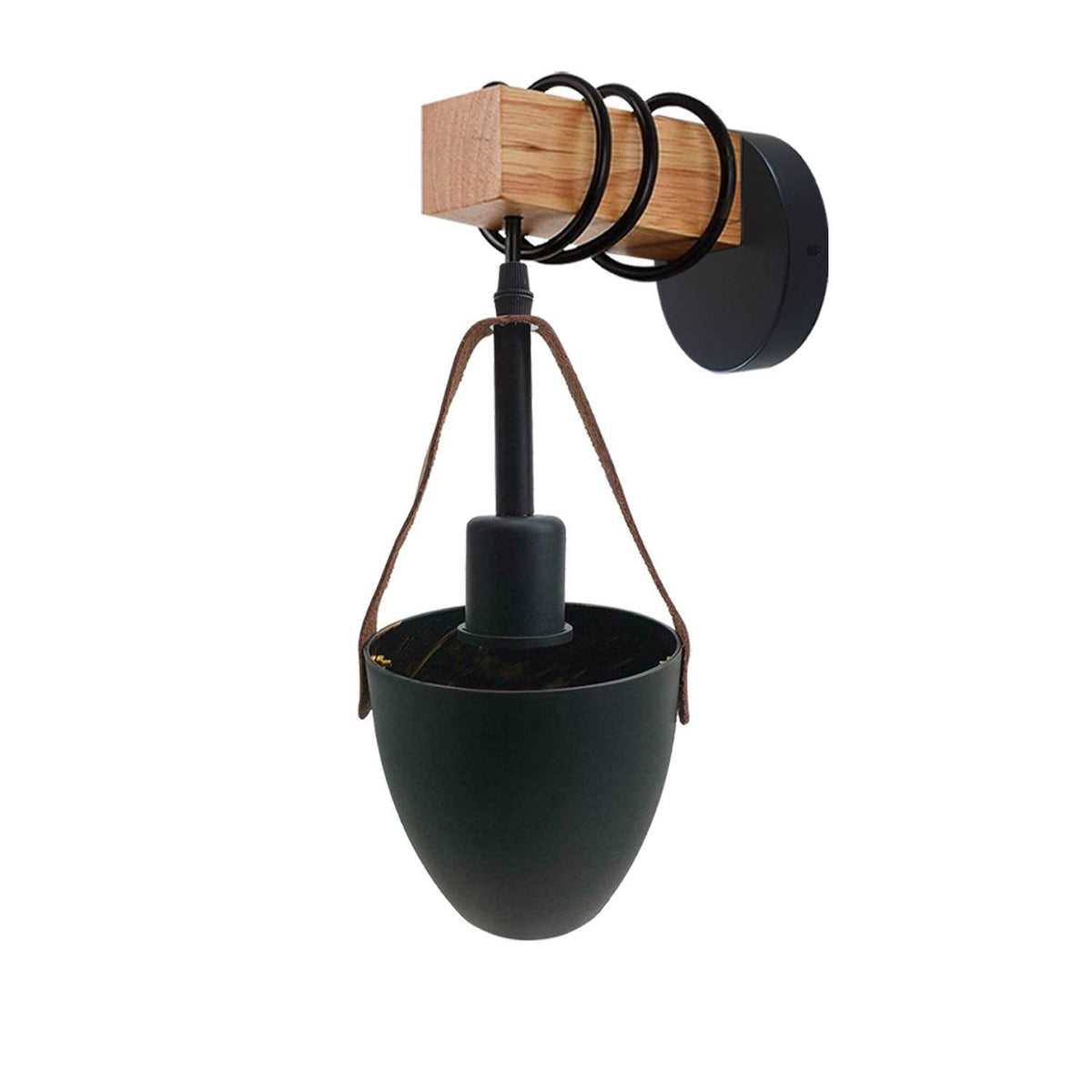 Wood Block Wall Light with Hanging Black Shade – Pack of 2 or 3 - photo 8