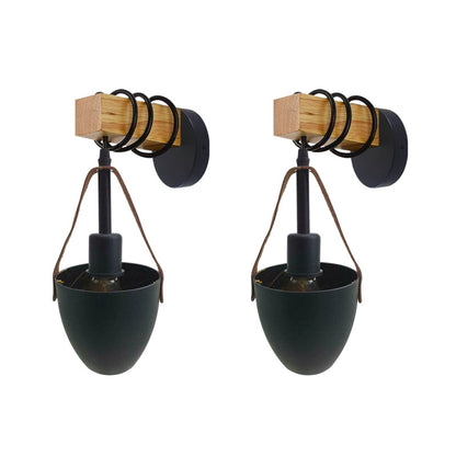 Wood Block Wall Light with Hanging Black Shade – Pack of 2 or 3 - photo 7
