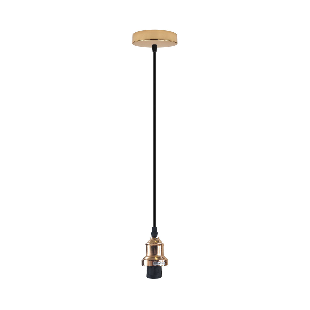 Vintage Pendant Light – E27 Holder in 6 Finishes, 60+ Shades & Cages - French Gold, No Shade, Without Bulb