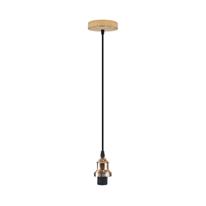 Vintage Pendant Light – E27 Holder in 6 Finishes, 60+ Shades & Cages - French Gold, No Shade, Without Bulb