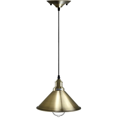 Vintage Pendant Light – E27 Holder in 6 Finishes, 60+ Shades & Cages - Green Brass, Small Cone 22 cm Green Brass 140 mm Rose, Without Bulb