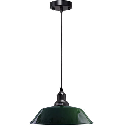 Vintage Pendant Light – E27 Holder in 6 Finishes, 60+ Shades & Cages - Shiny Black, Wide Top 36 cm Green, Without Bulb