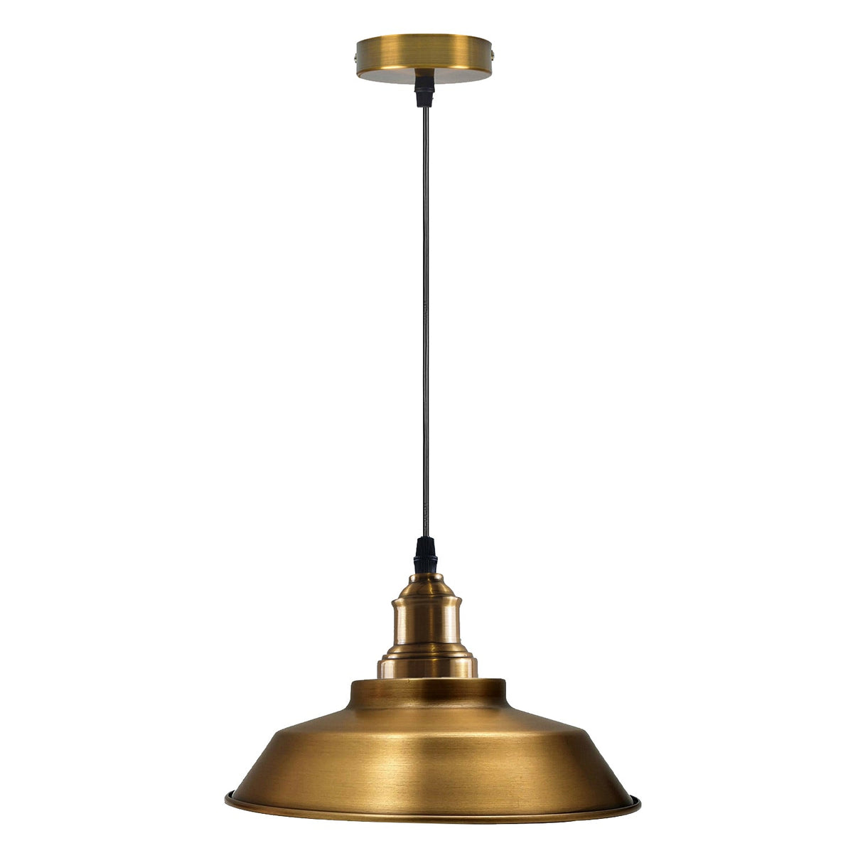 Vintage Pendant Light – E27 Holder in 6 Finishes, 60+ Shades & Cages - Yellow Brass, Vintage Dome 22 cm Yellow Brass, Without Bulb