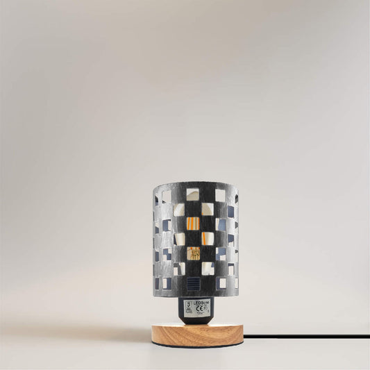 Vintage Wire Cage Table Lamp with Wood Base E27 - photo 2