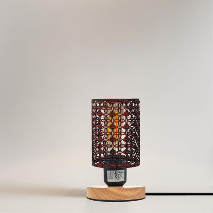 Vintage Wire Cage Table Lamp with Wooden Stand E27 - photo 5