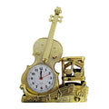 Violin Alarm Clock with Pen Holder – 24 cm, Satin Nickel or Yellow Brass - Yellow Brass