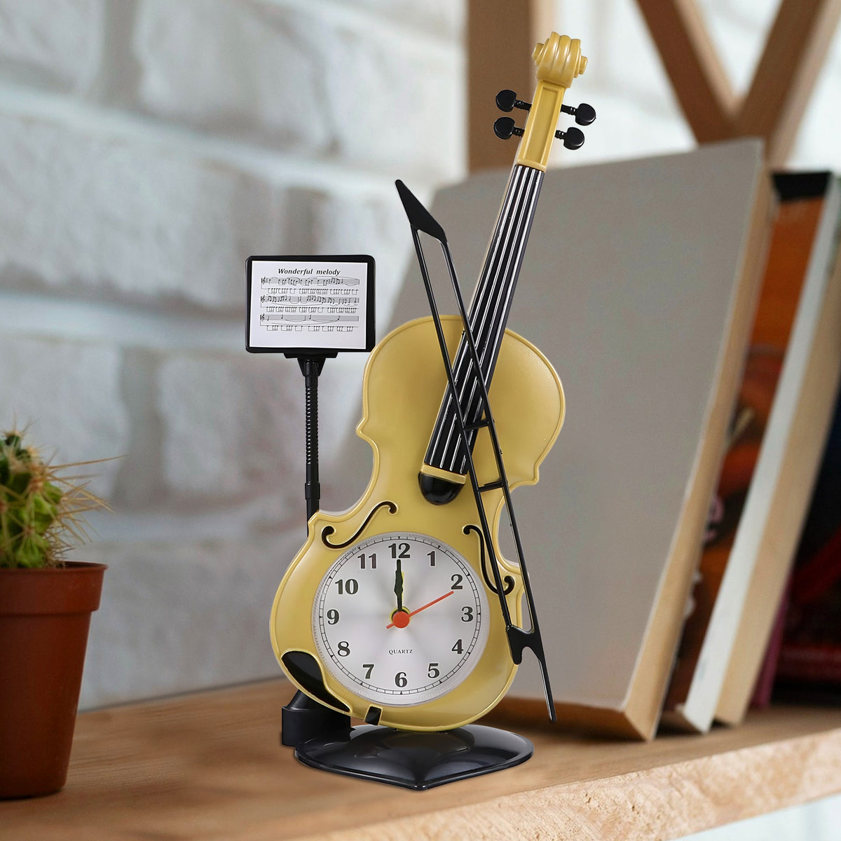 Violin Alarm Clock – Music Stand & Bow, 27.5 cm, Brown or Gold - photo 5