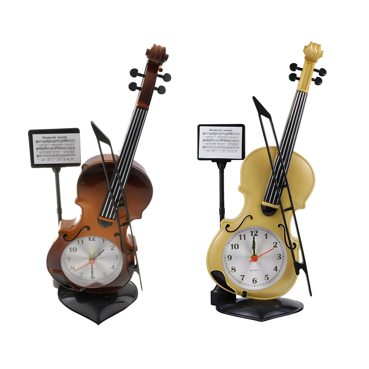 Violin Alarm Clock – Music Stand & Bow, 27.5 cm, Brown or Gold - photo 8
