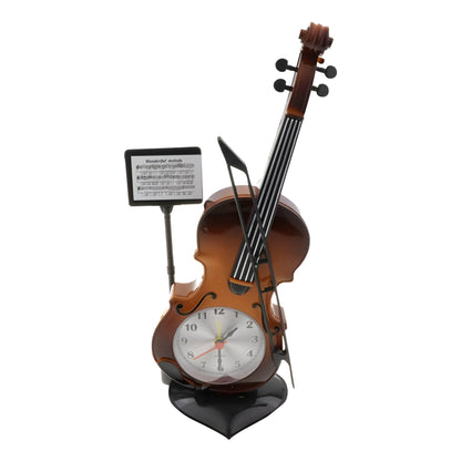Violin Alarm Clock – Music Stand & Bow, 27.5 cm, Brown or Gold - Brown