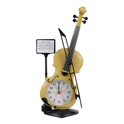 Violin Alarm Clock – Music Stand & Bow, 27.5 cm, Brown or Gold - Gold