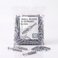 Grey Wall Plugs and Screws, Bag of 50 – 8 or 10 mm, Nylon - 8 mm