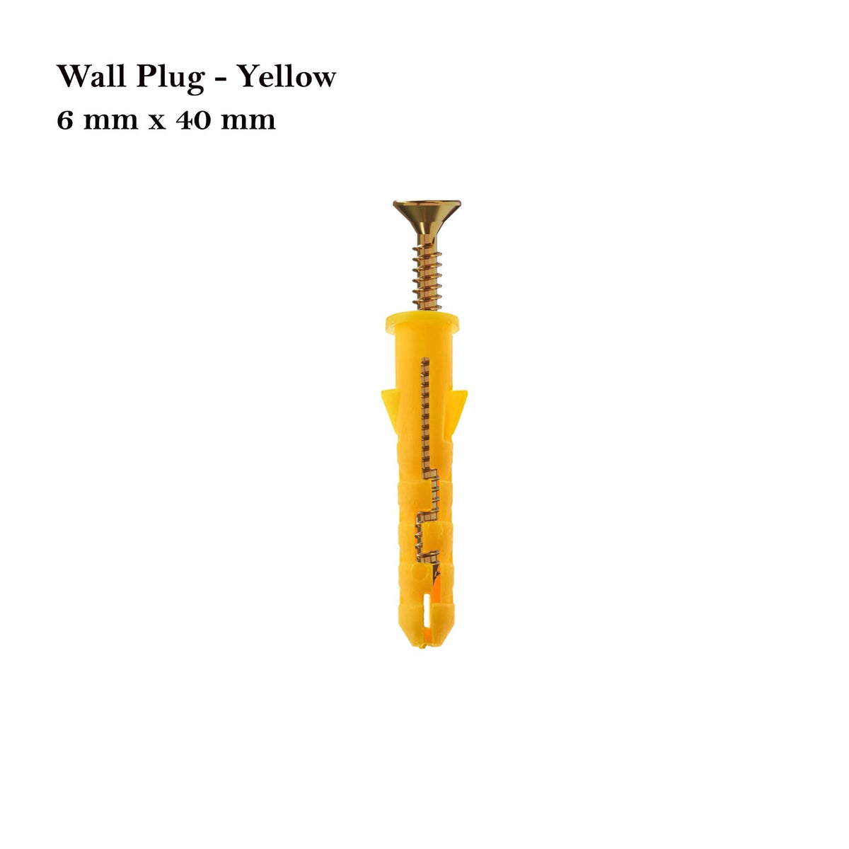 Yellow Wall Plugs and Screws, Pack of 50 – 6 x 40 or 6 x 60 mm - photo 4