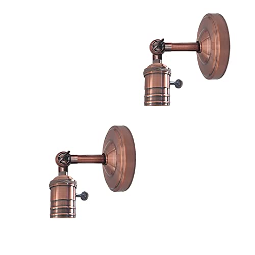 Wall Lamp Holder with Switch – Pack of 2, E27 - Copper, Pack of 2, Without Bulb