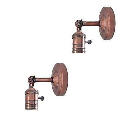 Wall Lamp Holder with Switch – Pack of 2, E27 - Copper, Pack of 2, Without Bulb