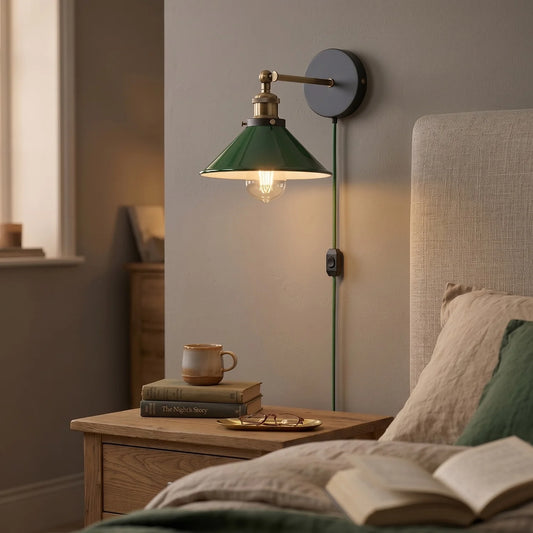 Plug-In Swing Arm Wall Light with Flat Cone Shade – Yellow Brass, Dimmer Cord - photo 2