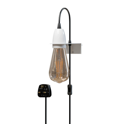 Wall Bracket for Lamp Holders – 9 Colours, or Plug-In Wall Light Kit - White, Wall Light Kit, Single