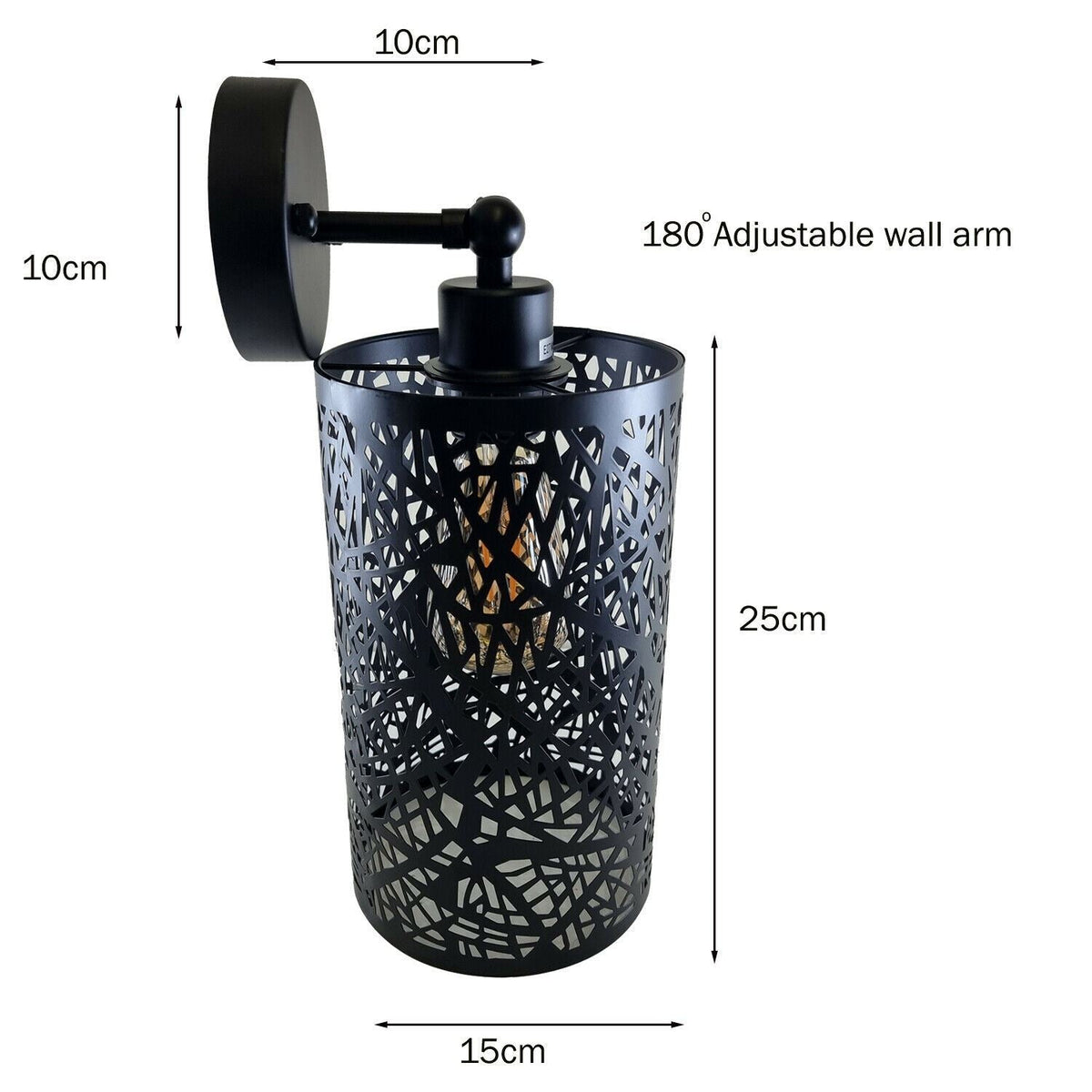 Wall Sconce with Perforated Cage – Black or Brushed Copper, E27 - photo 10