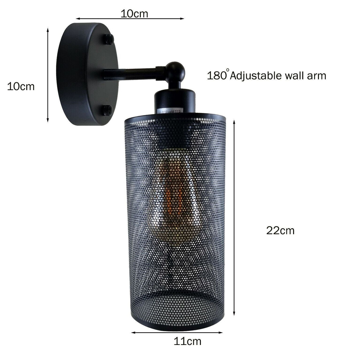 Wall Sconce with Perforated Cage – Black or Brushed Copper, E27 - photo 13