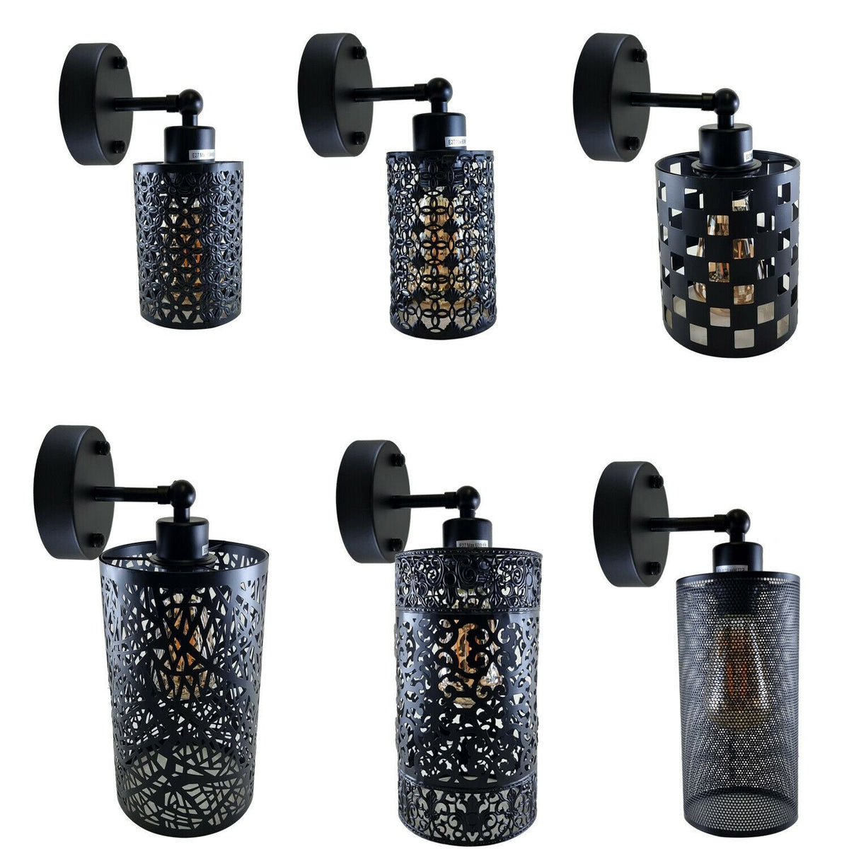 Wall Sconce with Perforated Cage – Black or Brushed Copper, E27 - photo 2