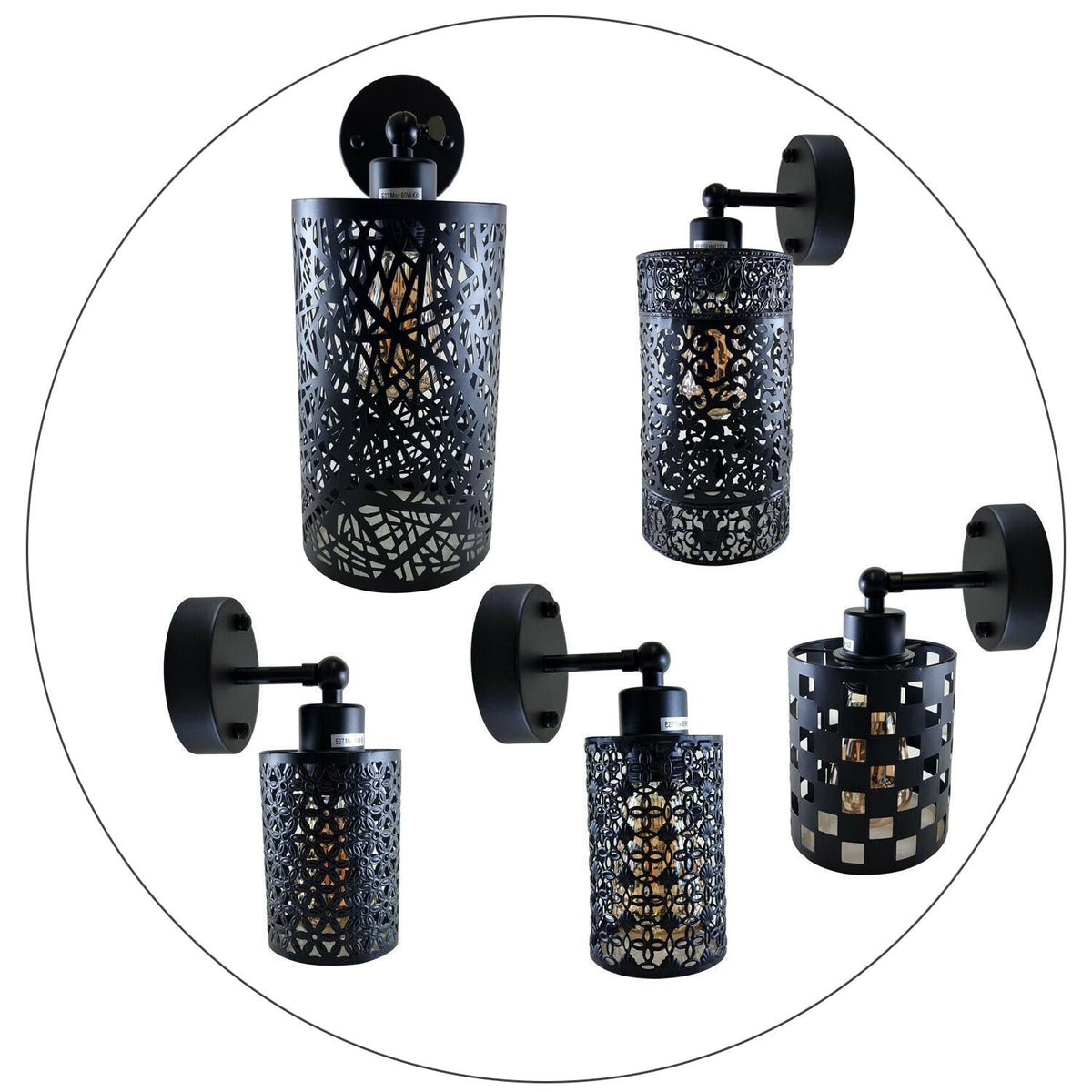 Wall Sconce with Perforated Cage – Black or Brushed Copper, E27 - photo 21