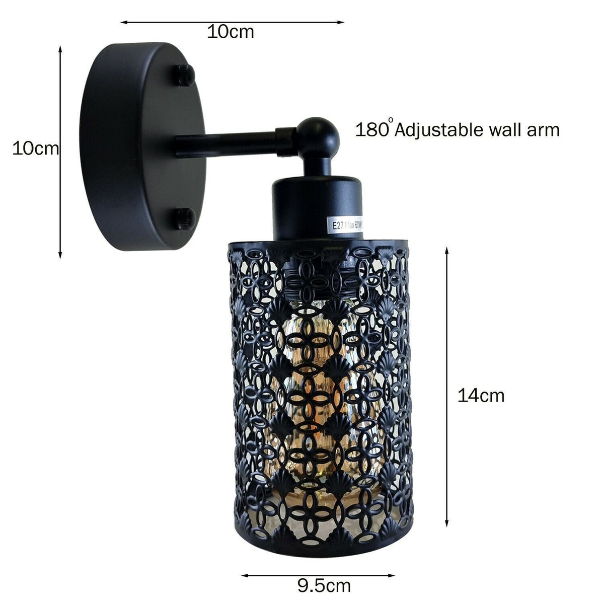 Wall Sconce with Perforated Cage – Black or Brushed Copper, E27 - photo 3