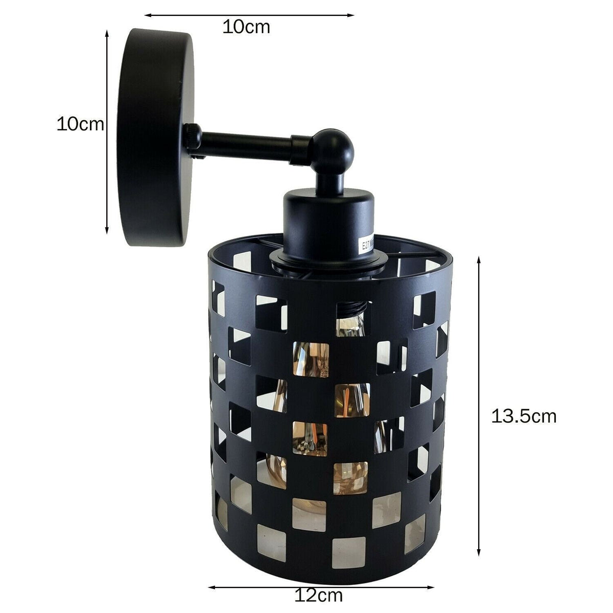 Wall Sconce with Perforated Cage – Black or Brushed Copper, E27 - photo 6