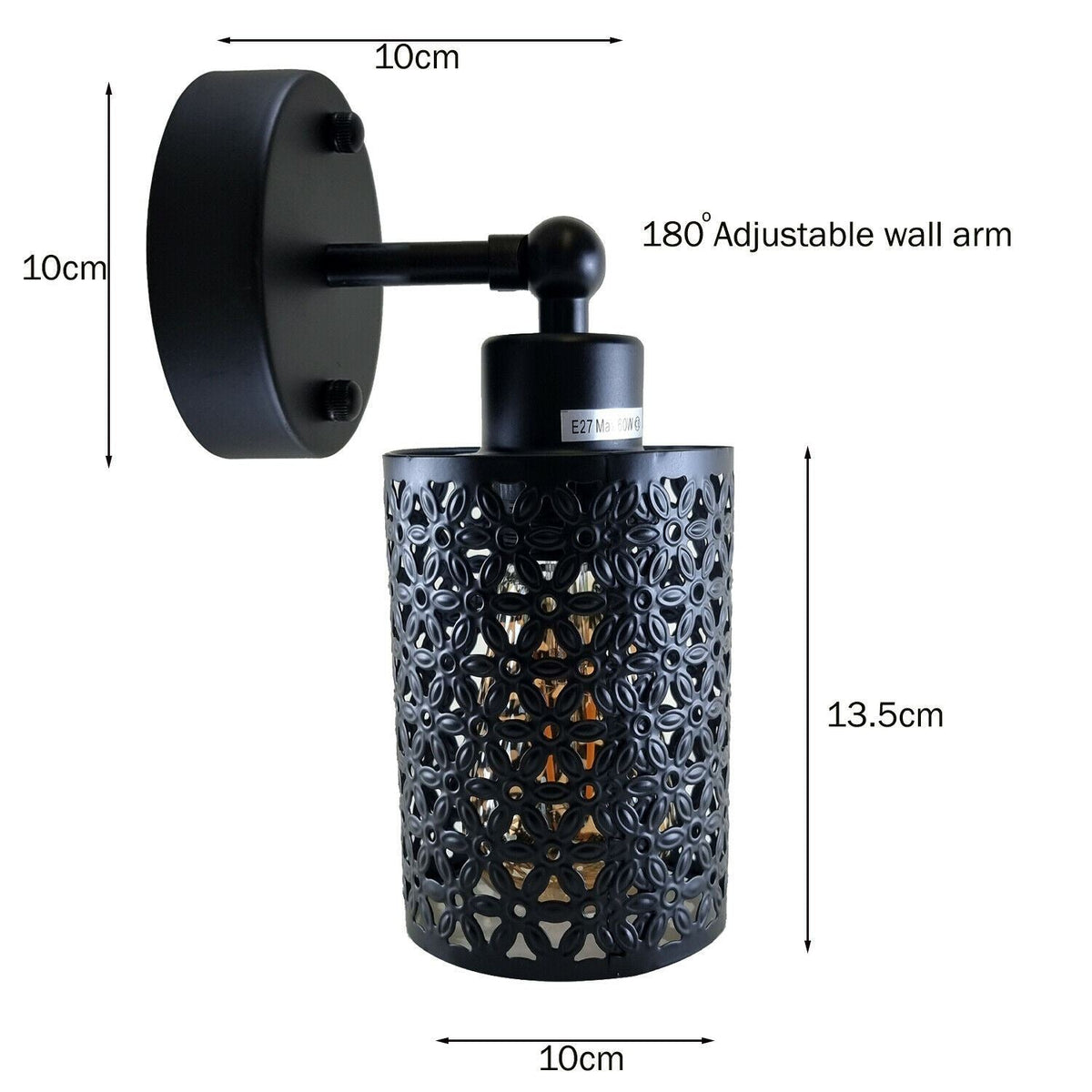 Wall Sconce with Perforated Cage – Black or Brushed Copper, E27 - photo 8