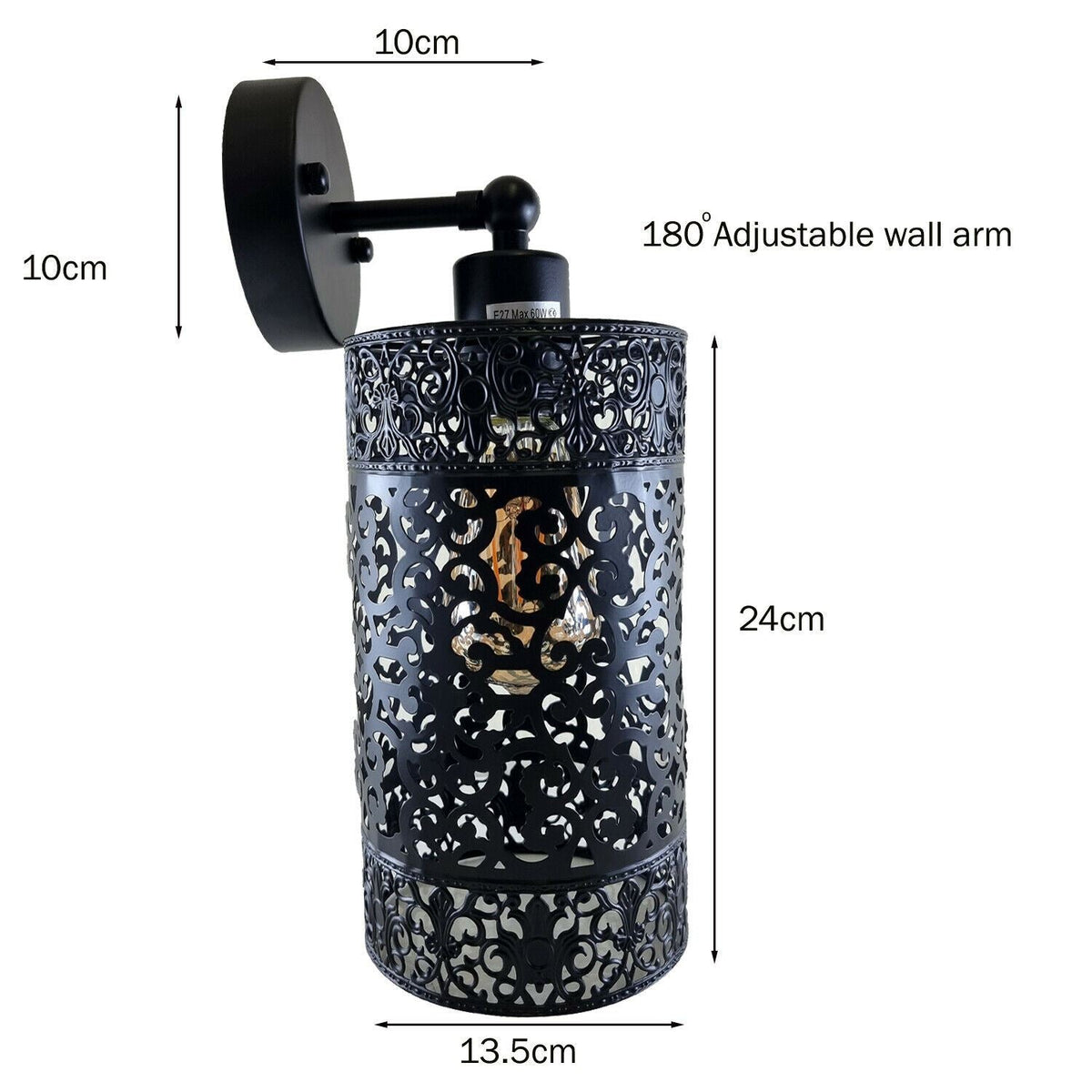 Wall Sconce with Perforated Cage – Black or Brushed Copper, E27 - photo 9