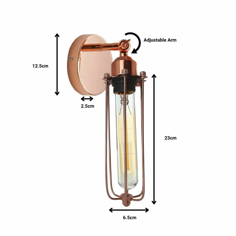 Adjustable Wall Sconce with Long Cage – Chrome, French Gold, Rose Gold - photo 2