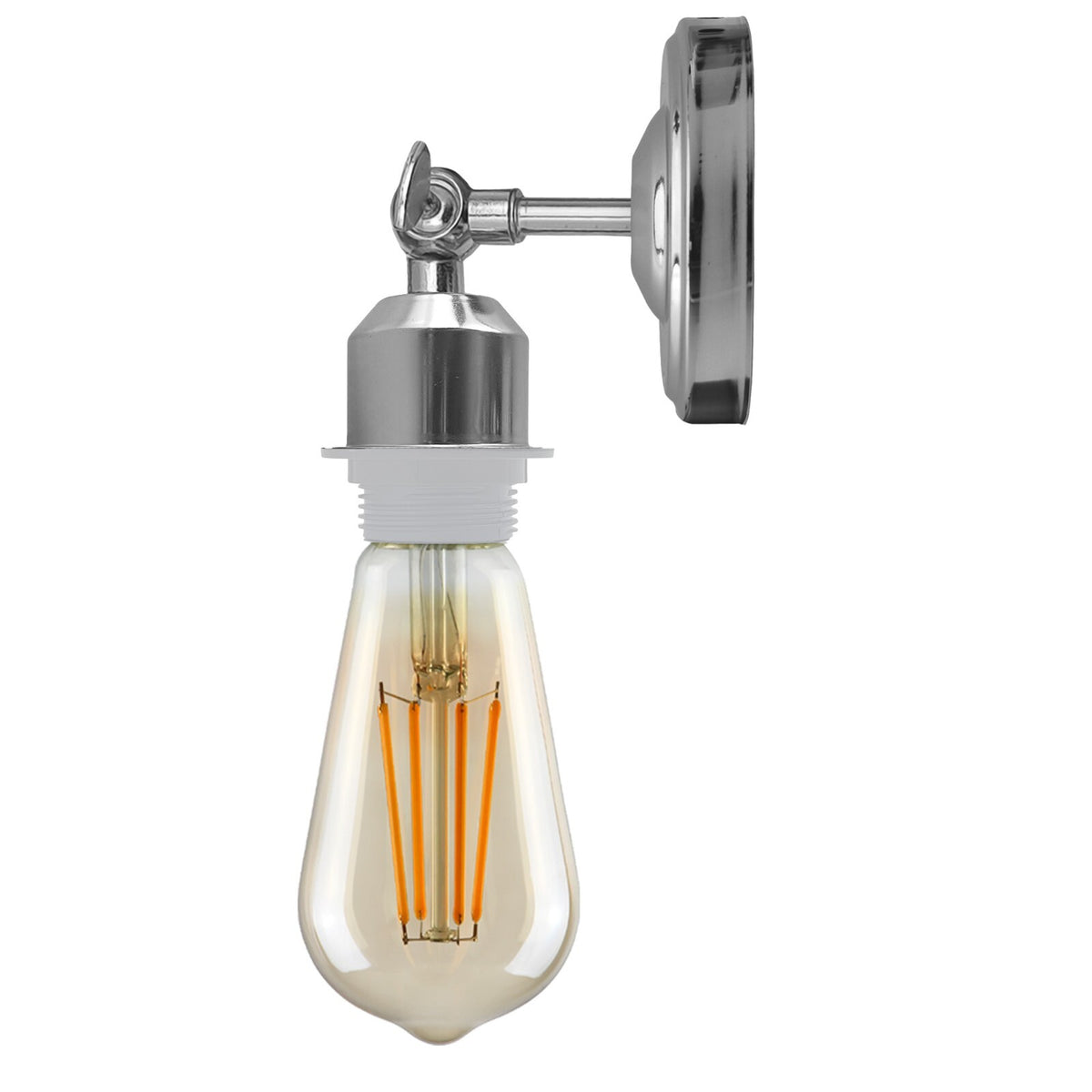 Adjustable Wall Sconce with Long Cage – Chrome, French Gold, Rose Gold - Chrome, No Shade 108 mm Rose, Without Bulb