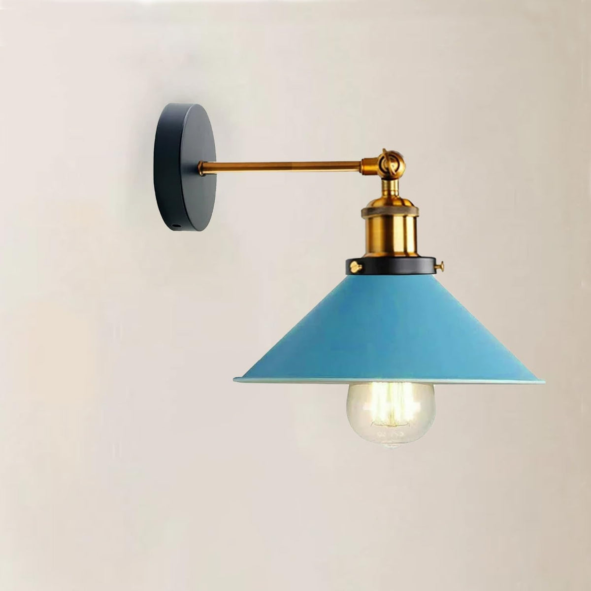 Swing Arm Wall Light with Flat Cone Shade – Pack of 2, Black or Brass - photo 11