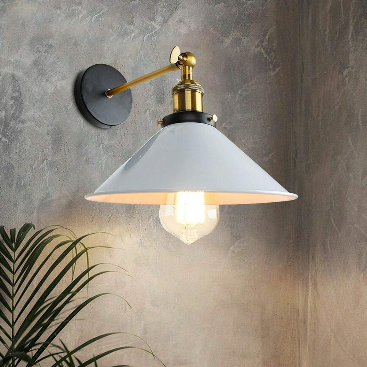 Swing Arm Wall Light with Flat Cone Shade – Pack of 2, Black or Brass - photo 13