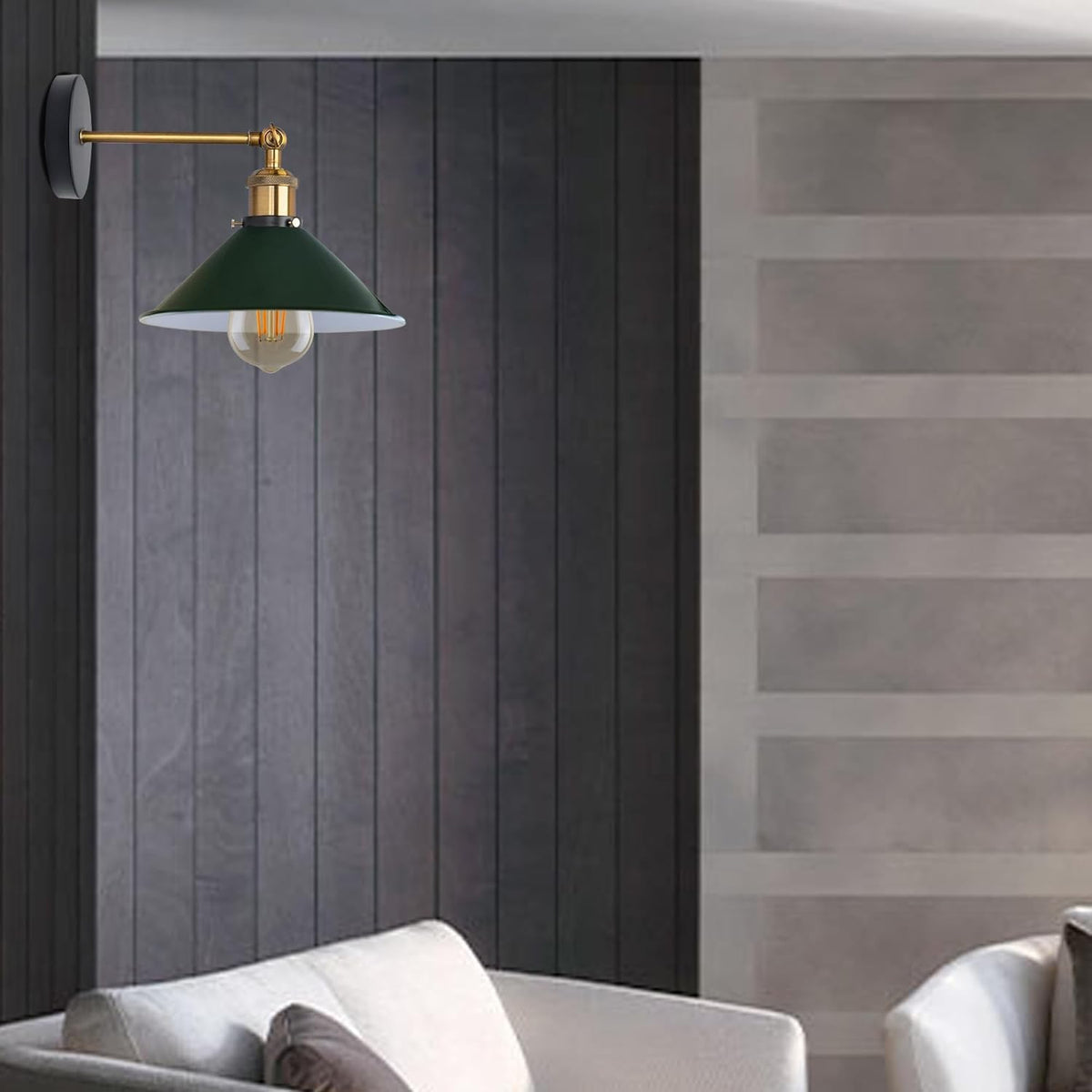 Swing Arm Wall Light with Flat Cone Shade – Pack of 2, Black or Brass - photo 20