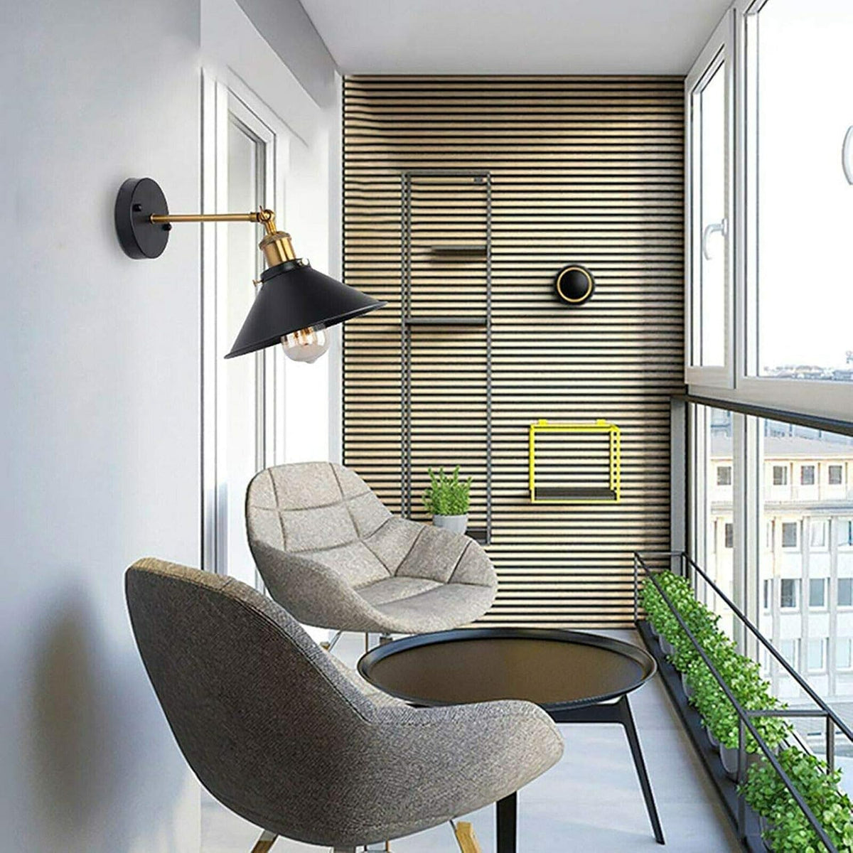 Swing Arm Wall Light with Flat Cone Shade – Pack of 2, Black or Brass - photo 21