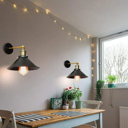 Swing Arm Wall Light with Flat Cone Shade – Pack of 2, Black or Brass - photo 22