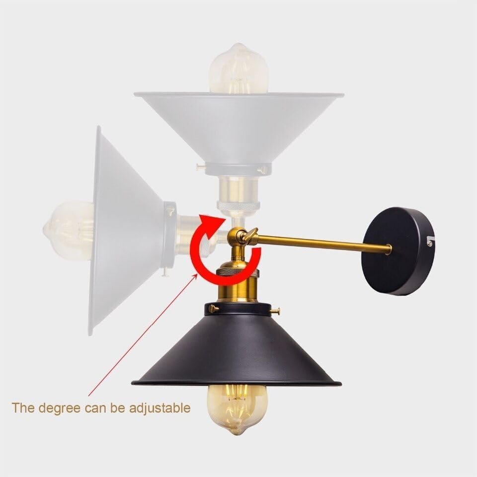 Swing Arm Wall Light with Flat Cone Shade – Pack of 2, Black or Brass - photo 4