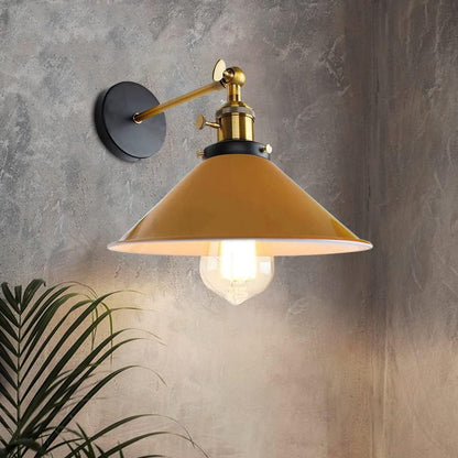 Swing Arm Wall Light with Flat Cone Shade – Pack of 2, Black or Brass - photo 23