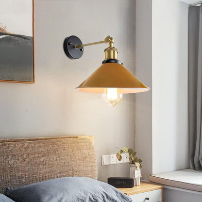Swing Arm Wall Light with Flat Cone Shade – Pack of 2, Black or Brass - photo 24