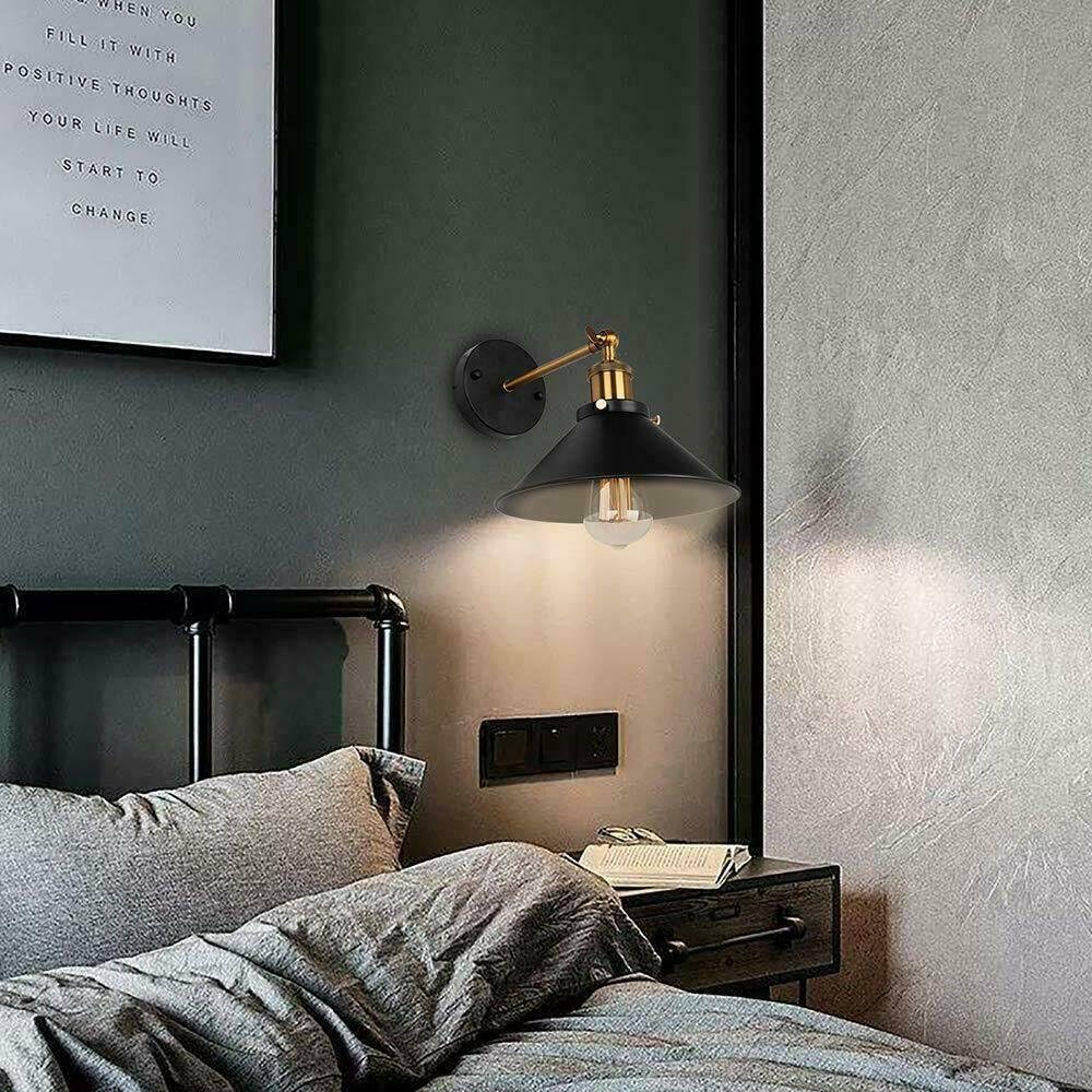 Swing Arm Wall Light with Flat Cone Shade – Pack of 2, Black or Brass - photo 5