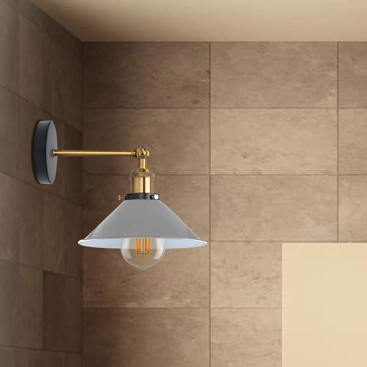 Swing Arm Wall Light with Flat Cone Shade – Pack of 2, Black or Brass - photo 28