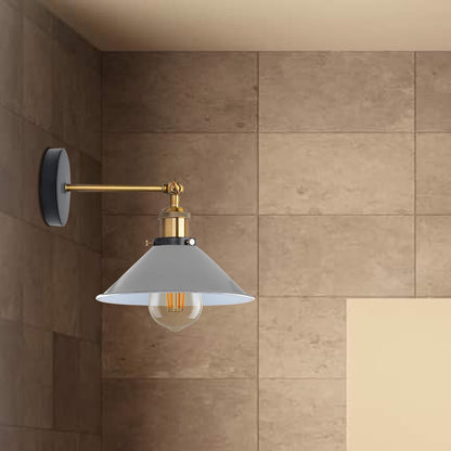 Swing Arm Wall Light with Flat Cone Shade – Pack of 2, Black or Brass - photo 28