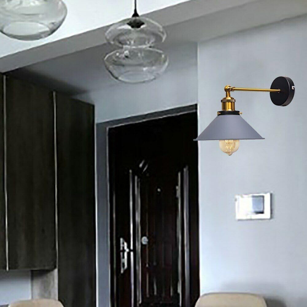 Swing Arm Wall Light with Flat Cone Shade – Pack of 2, Black or Brass - photo 29