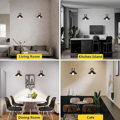 Swing Arm Wall Light with Flat Cone Shade – Pack of 2, Black or Brass - photo 36