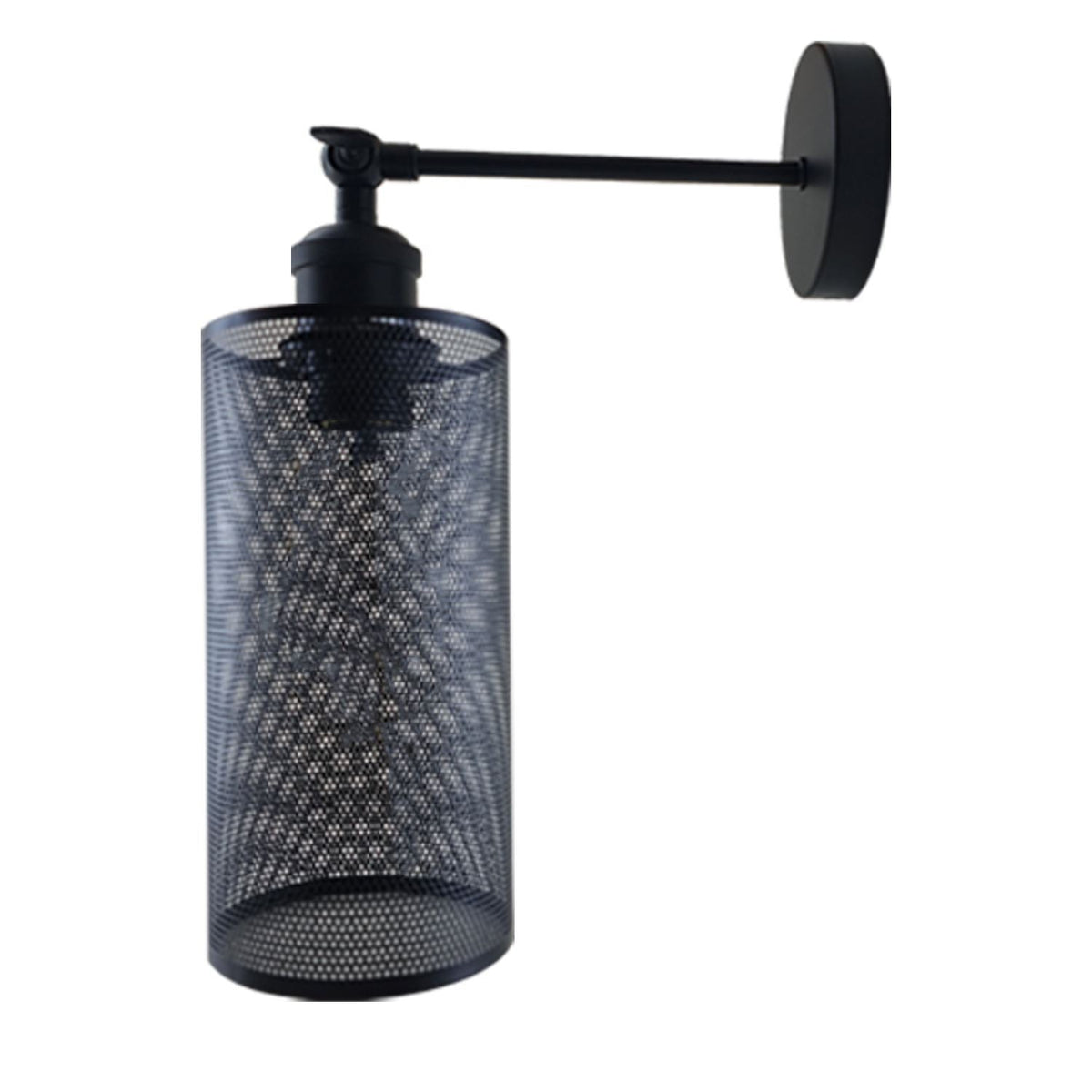 Straight Arm Wall Sconce with Shade – Black or Yellow Brass, E27 - Black, Drum Black, Without Bulb