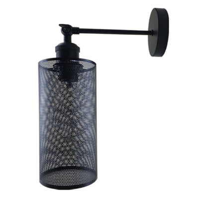 Straight Arm Wall Sconce with Shade – Black or Yellow Brass, E27 - Black, Drum Black, Without Bulb