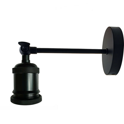 Straight Arm Wall Sconce with Shade – Black or Yellow Brass, E27 - Black, No Shade, Without Bulb