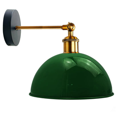 Straight Arm Wall Sconce with Shade – Black or Yellow Brass, E27 - Yellow Brass, Dome 21 cm Green, Without Bulb