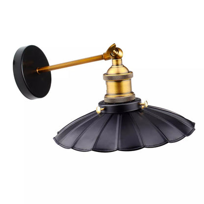 Straight Arm Wall Sconce with Shade – Black or Yellow Brass, E27 - Yellow Brass, Lounge 22 cm Black, Without Bulb