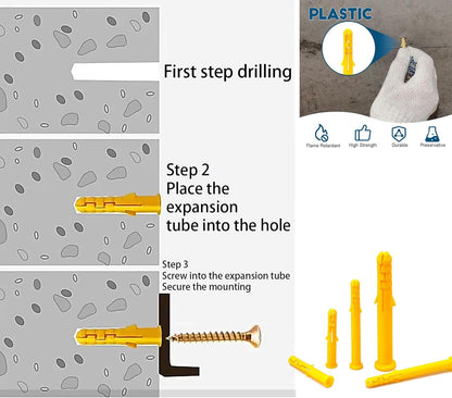 Yellow Wall Plugs Plasterboard, Raw Screw Plugs Plastic Fish Type Extension Hollow Anchor Fixings for Masonry ~1276