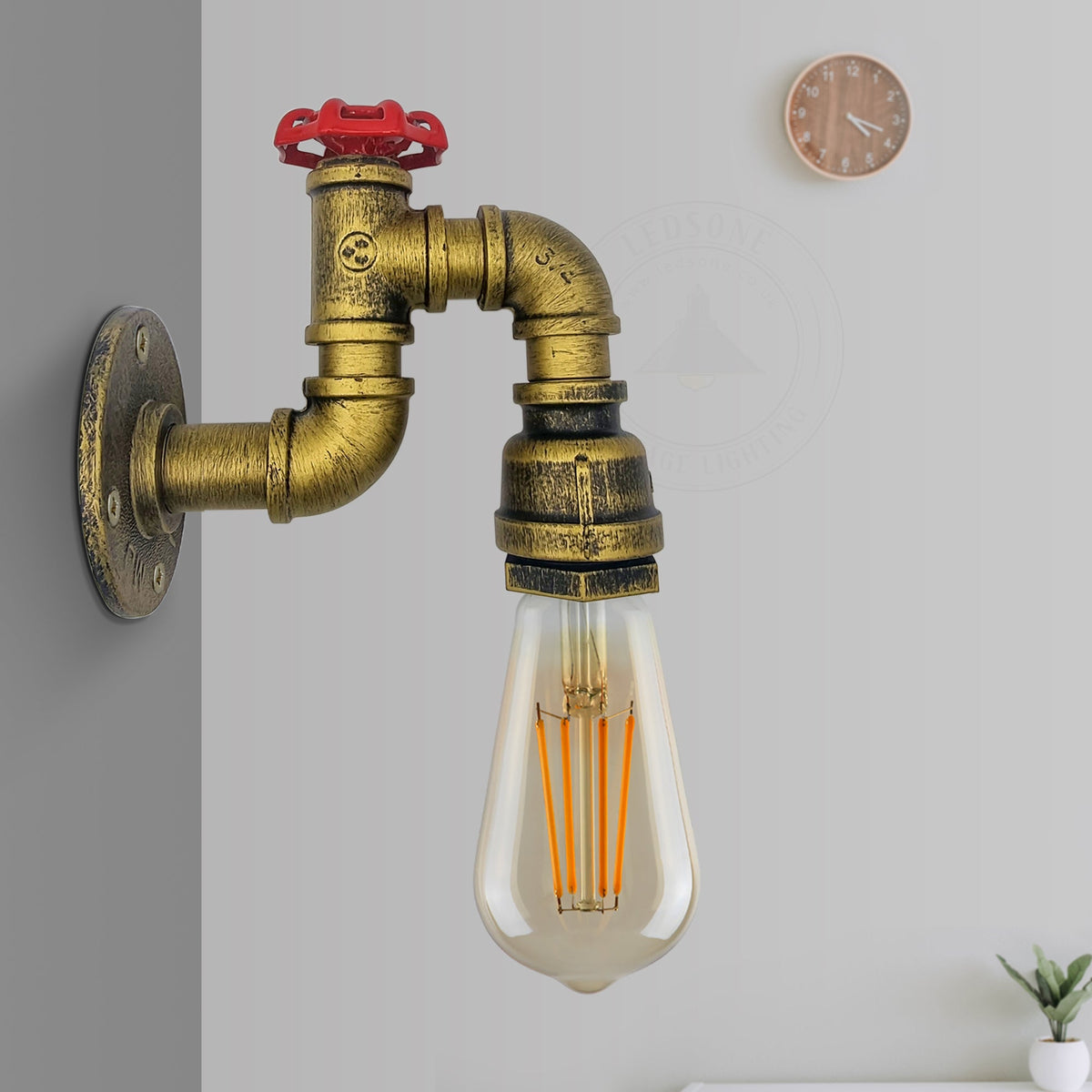 Water Pipe Valve Wall Light – 5 Finishes, E27 - photo 5